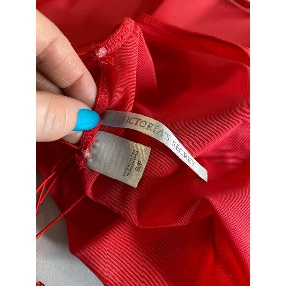 Y2K Victoria's Secret Sexy Red Sheer Strappy Open Back Chemise Lingerie S - Picture 5 of 7
